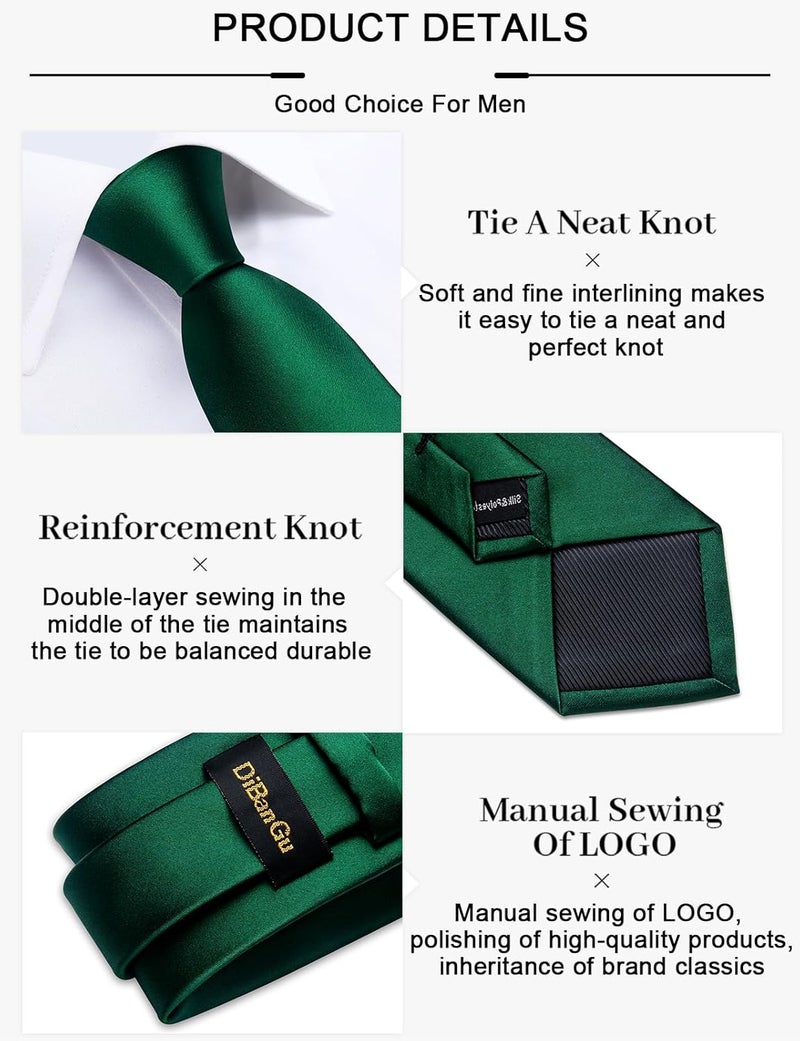 DiBanGu Mens Solid Color Tie and Pocket Square Set Woven Silk Plain Necktie & Handkerchief for Men Wedding Party Formal - Image 4